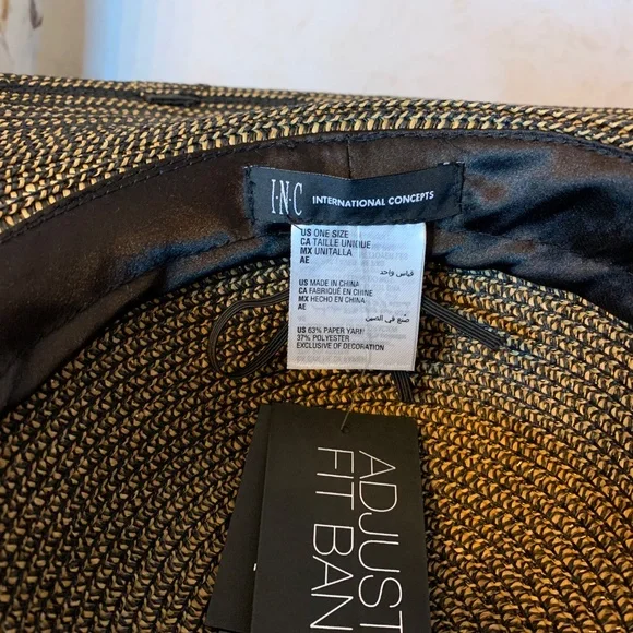 I.N.C. Natural and Black Floppy Hat with Ultraviolet Protection - Picture 6 of 9